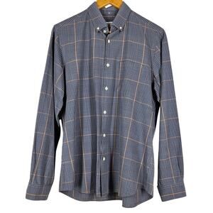 STEVEN ALAN MEN'S PREMIUM LIGHT BLUE GEOMETRIC DRESS SHIRT SIZE MEDIUM